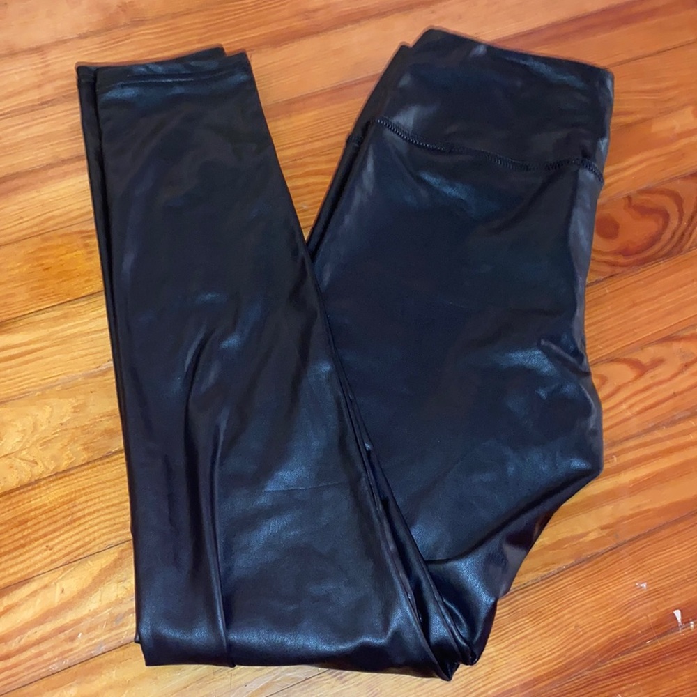 Faux black leather pants
